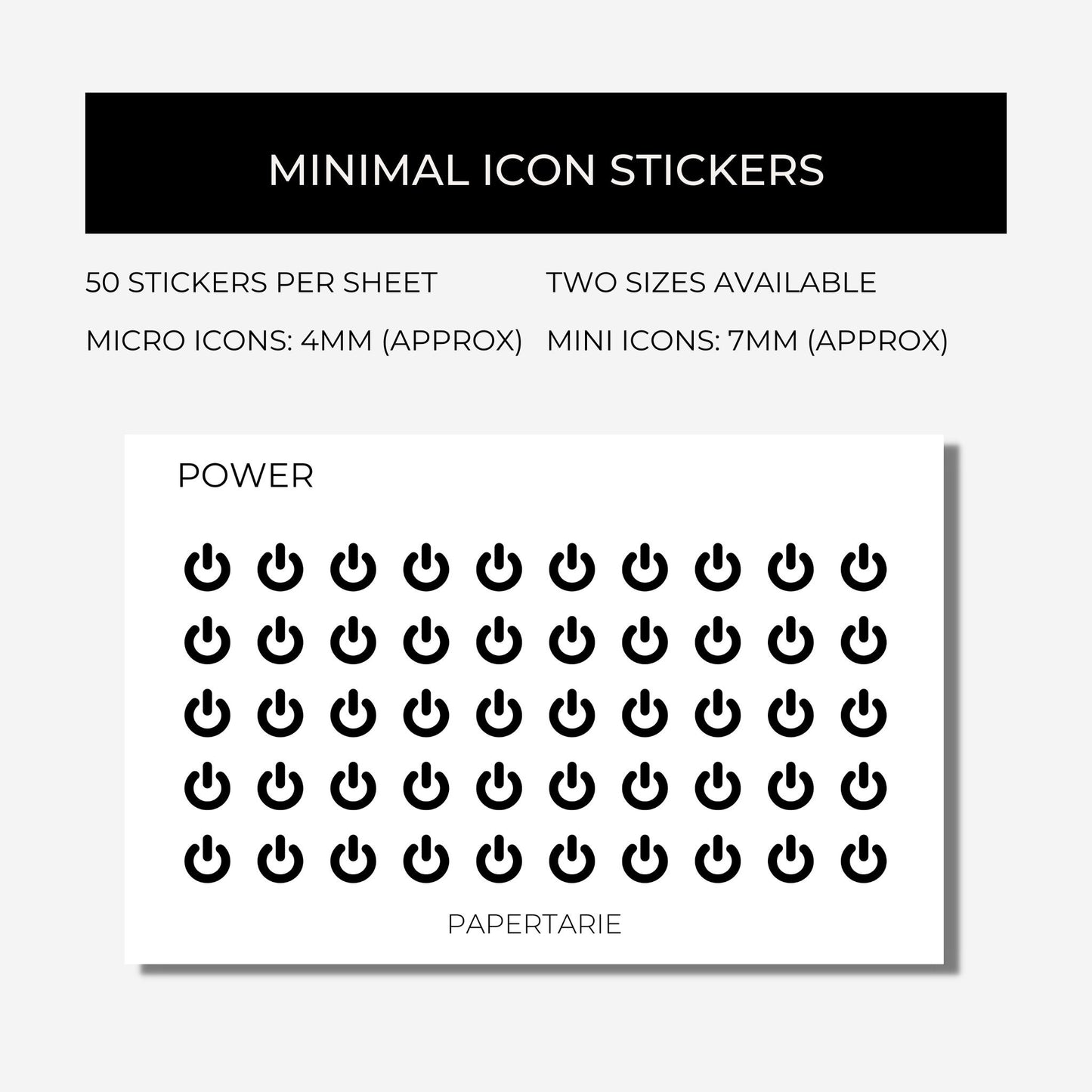 Micro Symbol Icon Stickers | Micro Icons | 43 Options | Transparent | Matte | Glossy | Minimal | Two Sizes | Hobonichi