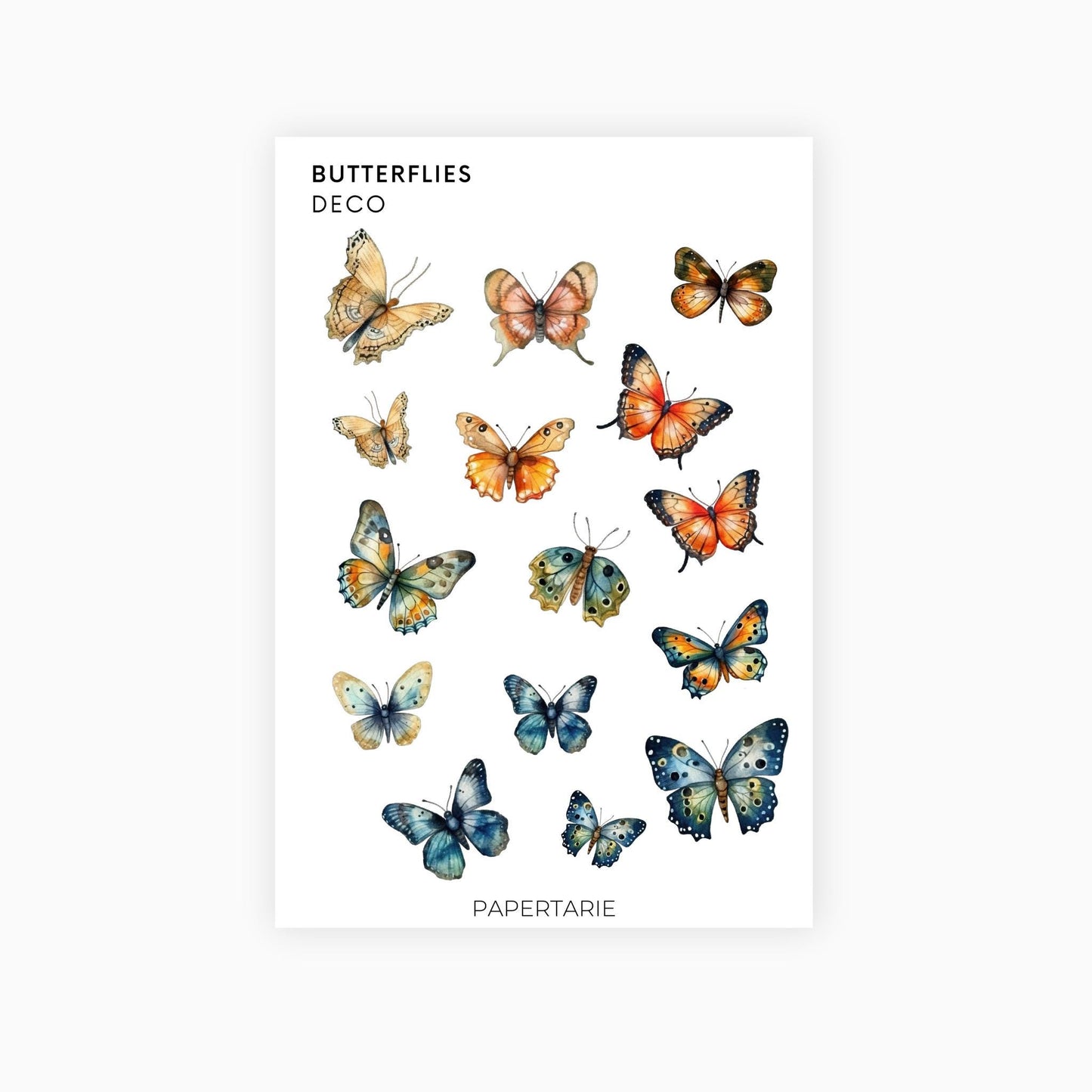 Deco Planner Stickers | Butterflies | Standard Sheet | Transparent | Matte | Glossy | Planner Stickers