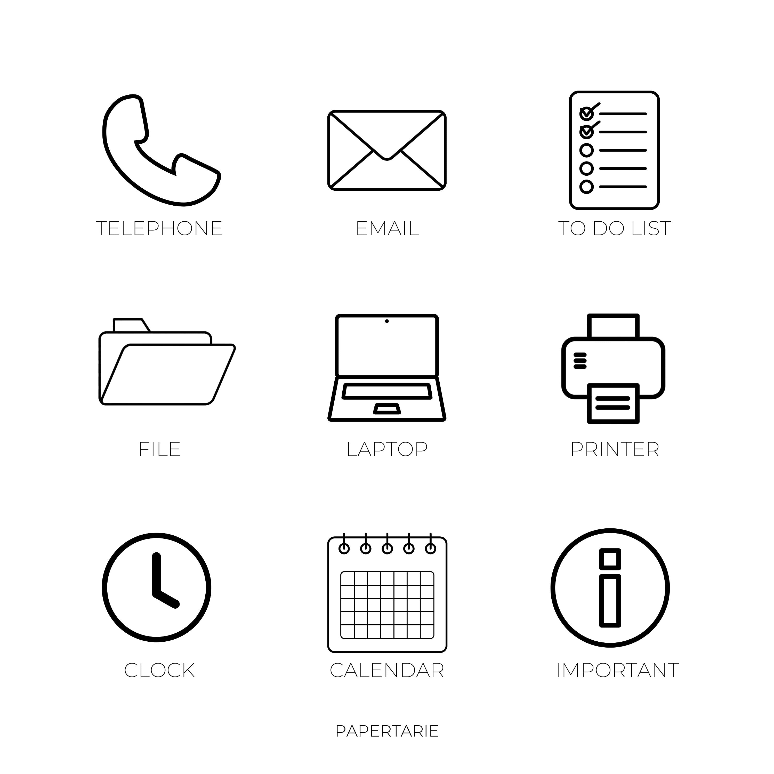 Office & Admin Options | Mini Icon Stickers | 21 Options | Transparent Matte | Minimal | Credit Card | Planner Stickers