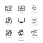 Hobby Icon Stickers | Mini Icon Stickers | 18 Options | Transparent Matte | Minimal | Planner Stickers