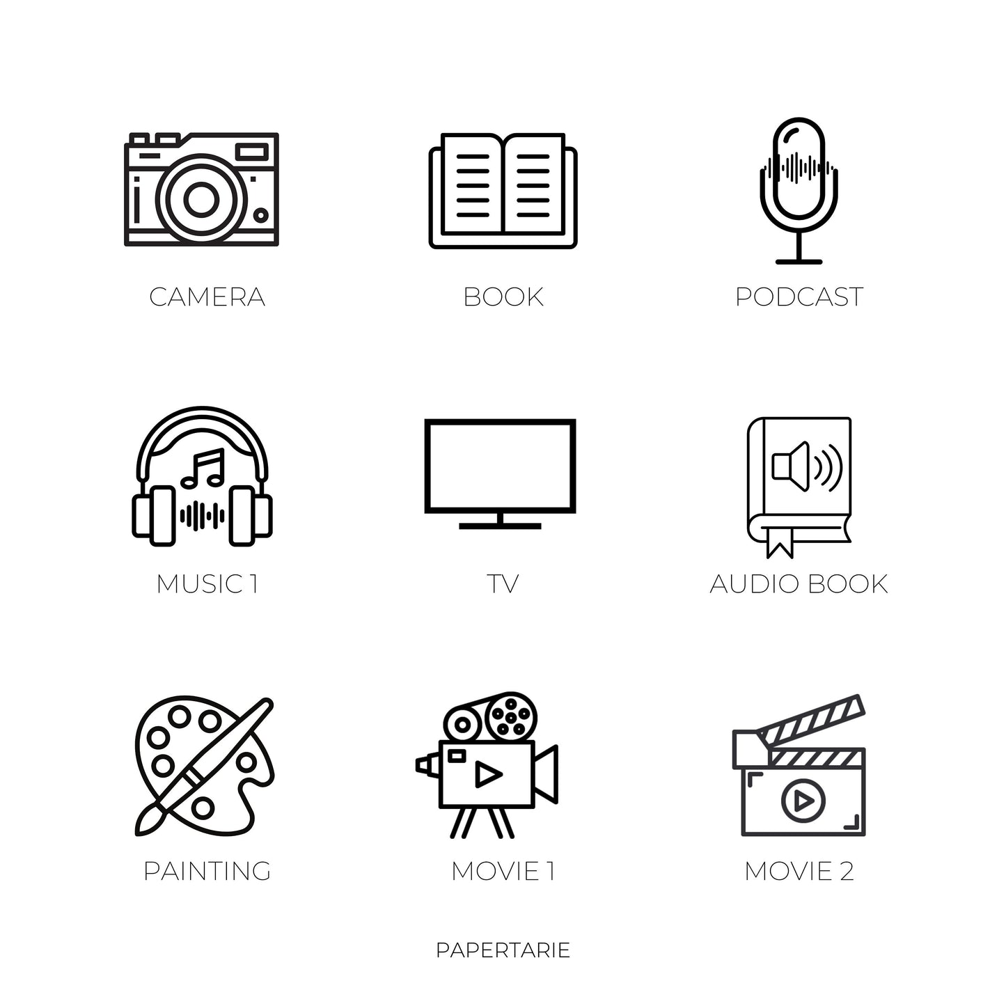 Hobby Icon Stickers | Mini Icon Stickers | 18 Options | Transparent Matte | Minimal | Planner Stickers