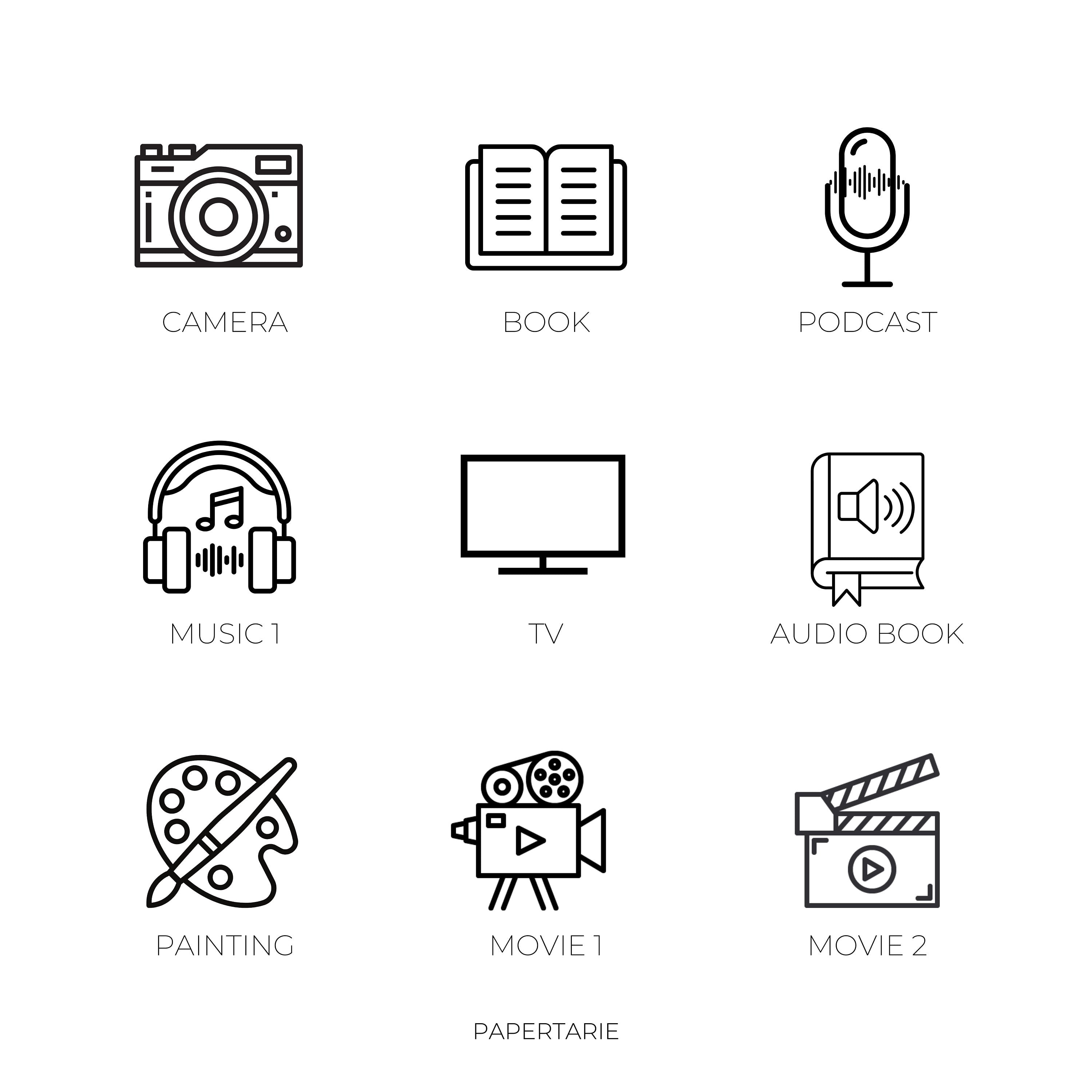 Hobby Icon Stickers | Mini Icon Stickers | 18 Options | Transparent Matte | Minimal | Planner Stickers