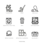 Cleaning Icon Stickers | Mini Icon Stickers | 17 Options | Chores | Transparent Matte | Minimal | Planner Stickers
