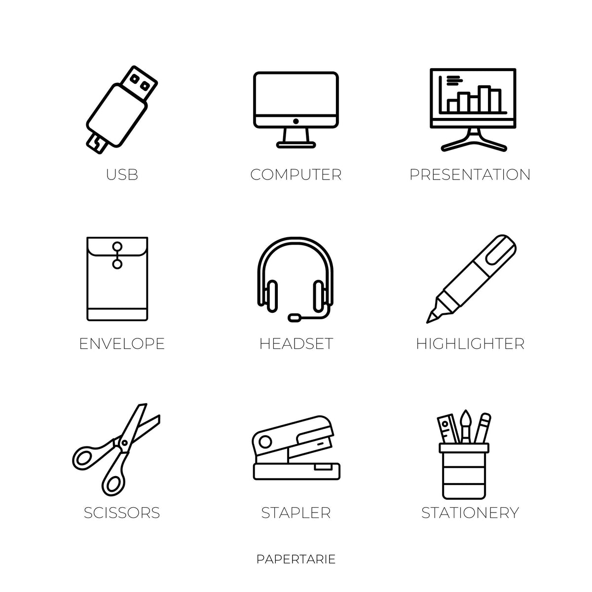 Office & Admin Options | Mini Icon Stickers | 21 Options | Transparent Matte | Minimal | Credit Card | Planner Stickers