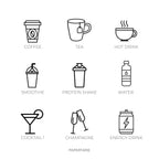 Mini Drinks Icon Stickers | Mini Icons | 18 Options | Transparent | Matte | Glossy | Minimal | Planner Stickers | Hobonichi
