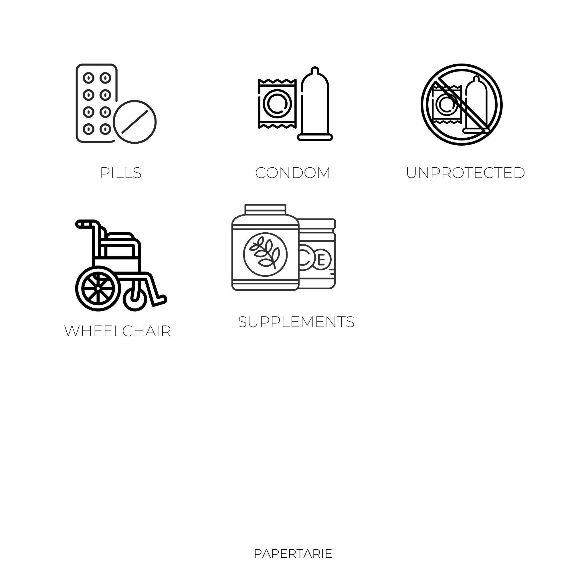 Health Icon Stickers | Mini Icon Stickers | 33 Options | Transparent Matte | Minimal | Credit Card Size | Planner Stickers