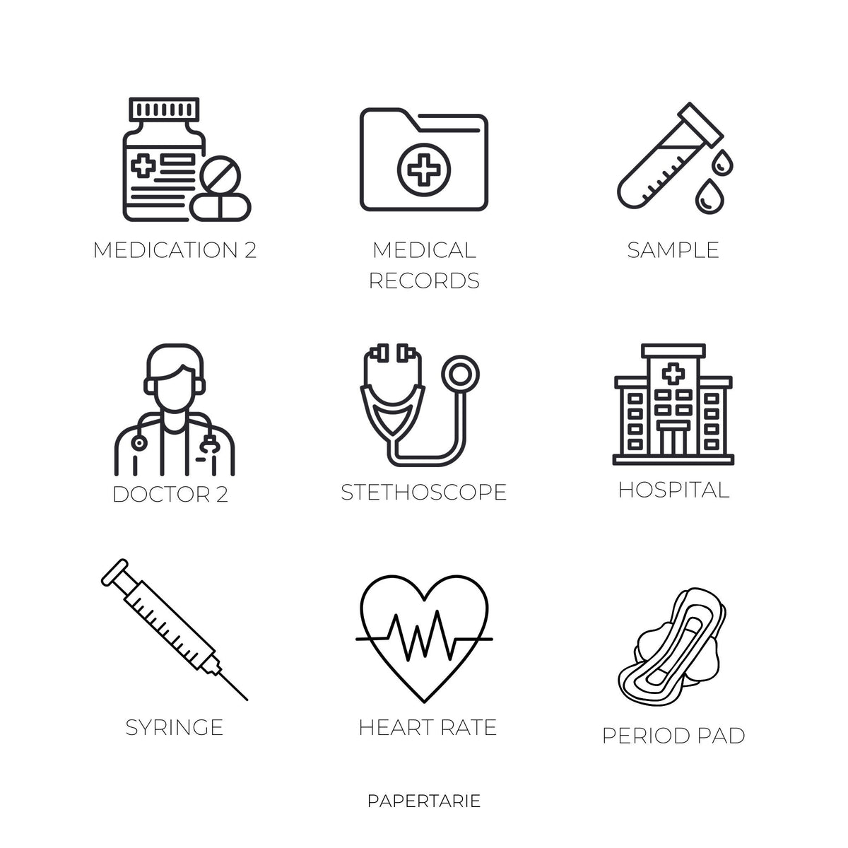 Mini Health Icon Stickers | Mini Icons | 33 Options | Transparent | Matte | Glossy | Minimal | Two Sizes | Planner Stickers | Hobonichi