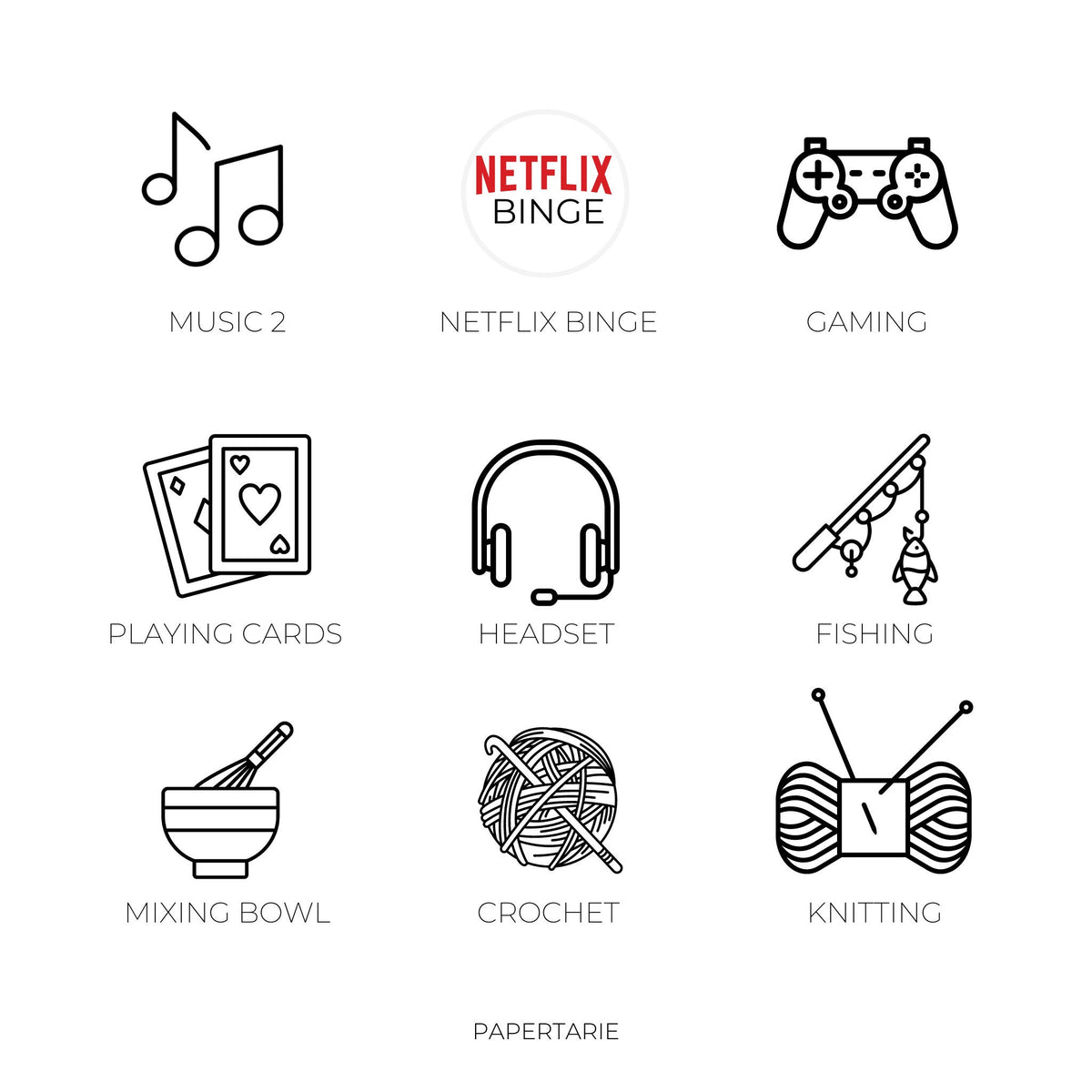Hobby Icon Stickers | Mini Icon Stickers | 18 Options | Transparent Matte | Minimal | Planner Stickers