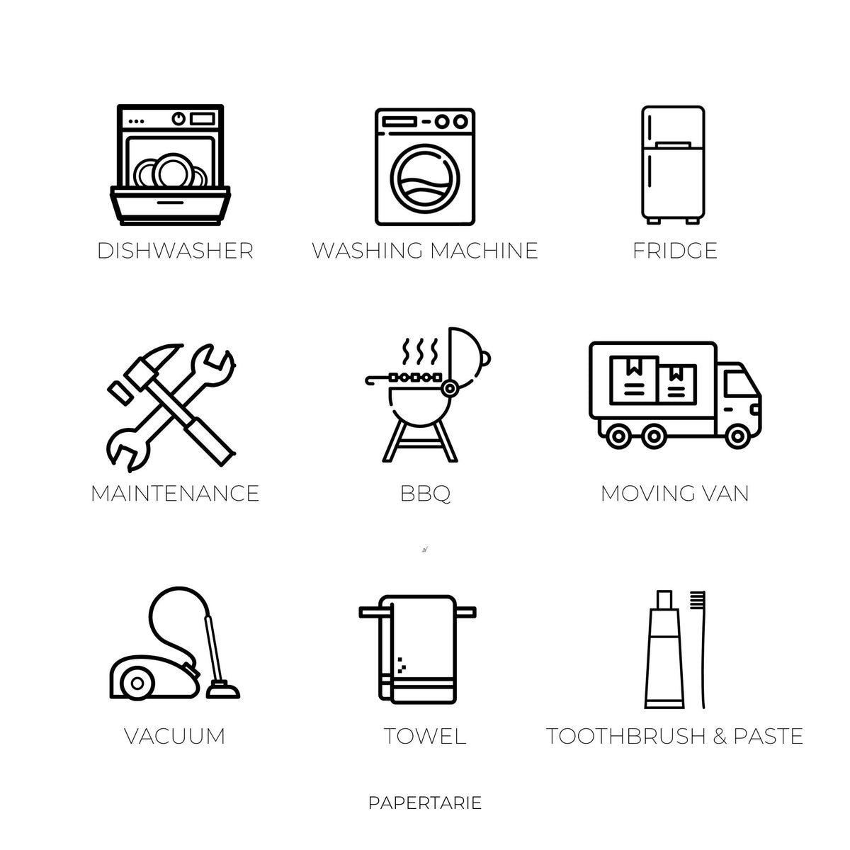 Home Icon Stickers | Mini Icon Stickers | 27 Options | Transparent Matte | Minimal | Credit Card Size | Planner Stickers