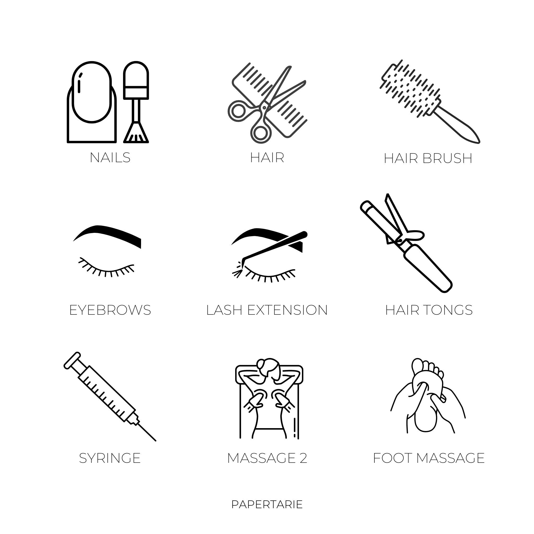 Mini Beauty & Wellbeing Icon Stickers | Mini Icons | 43 Options | Transparent | Matte | Glossy | Minimal | Two Sizes | Hobonichi