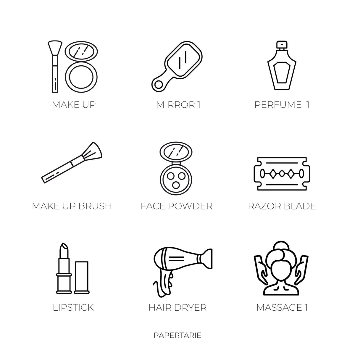 Mini Beauty & Wellbeing Icon Stickers | Mini Icons | 43 Options | Transparent | Matte | Glossy | Minimal | Two Sizes | Hobonichi