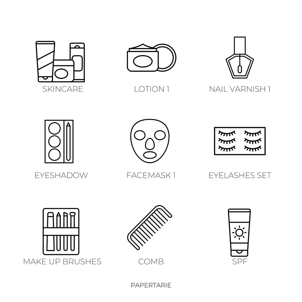 Beauty & Wellbeing Icon Stickers | Skincare, Self Care, Spa Mini Icon Stickers | 43 Options | Transparent Matte | Minimal | Planner Stickers