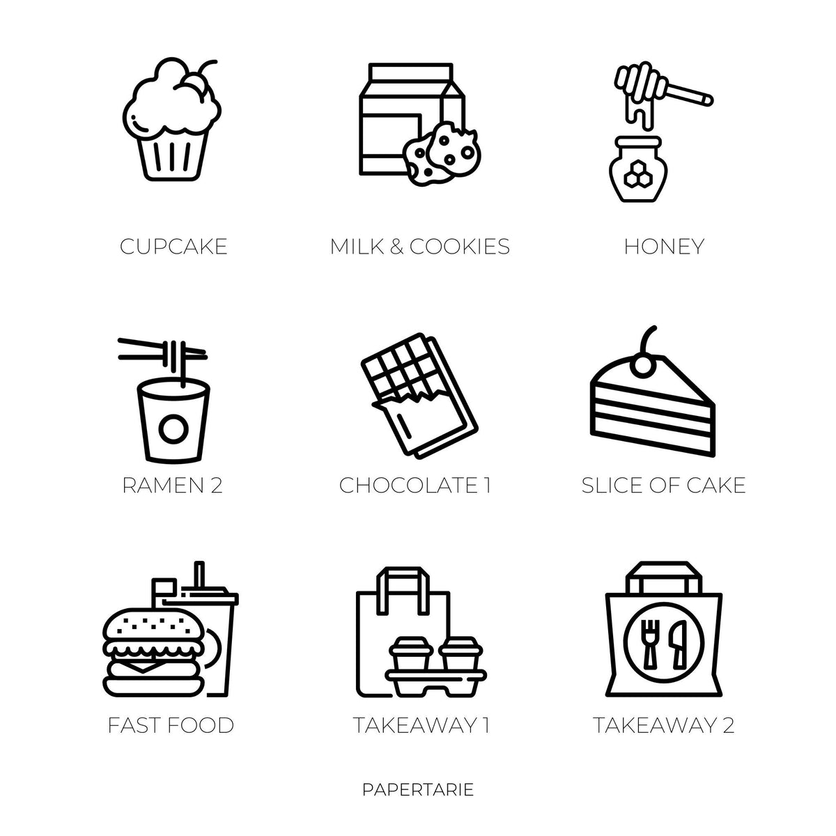 Mini Food Icon Stickers | Mini Icons | 38 Options | Transparent | Matte | Glossy | Minimal | Planner Stickers | Hobonichi