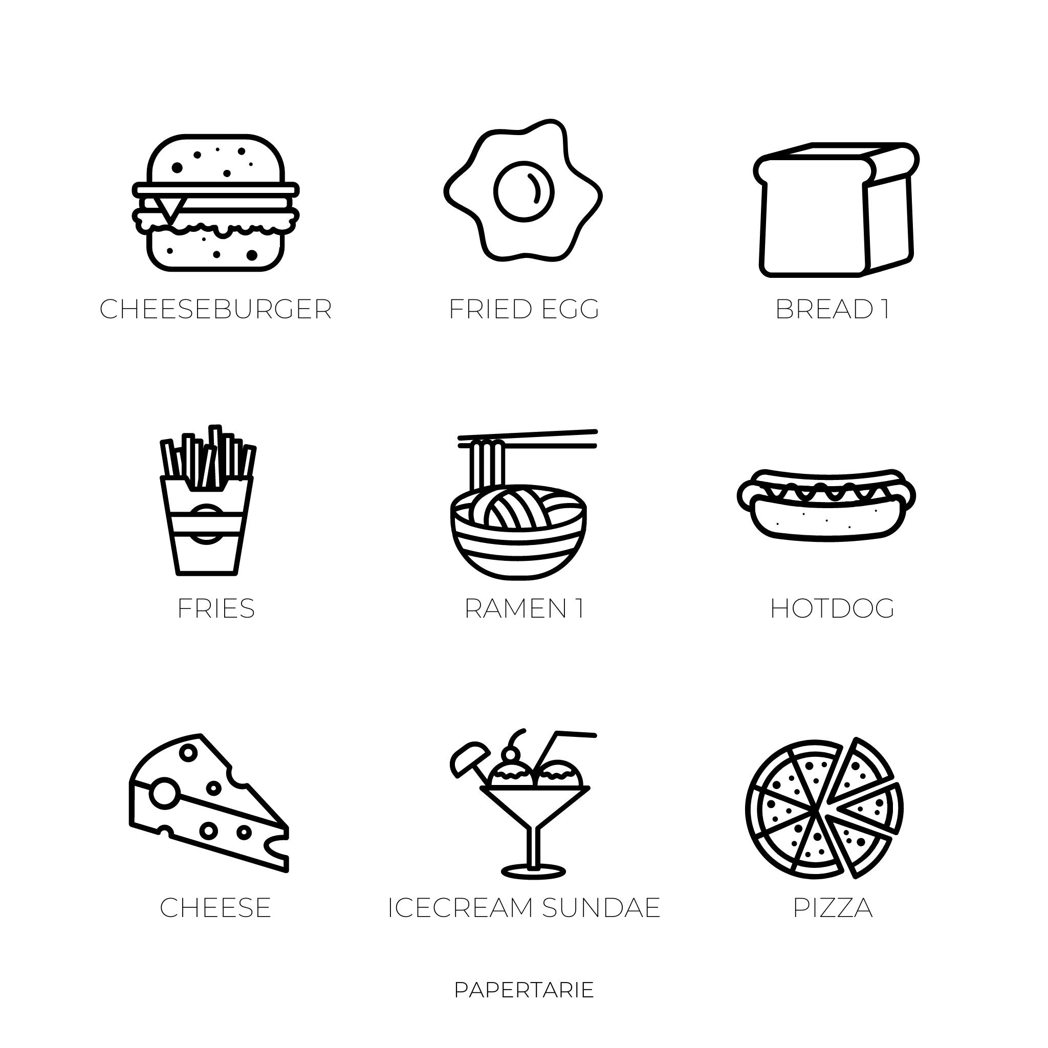 Mini Food Icon Stickers | Mini Icons | 38 Options | Transparent | Matte | Glossy | Minimal | Planner Stickers | Hobonichi