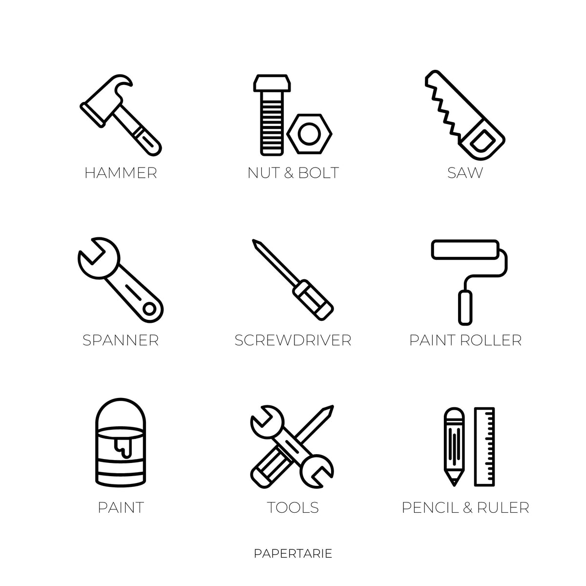 Mini Tool Icon Stickers | Mini Icons | 11 Options | Transparent | Matte | Glossy | Minimal | Hobonichi | Planner Stickers