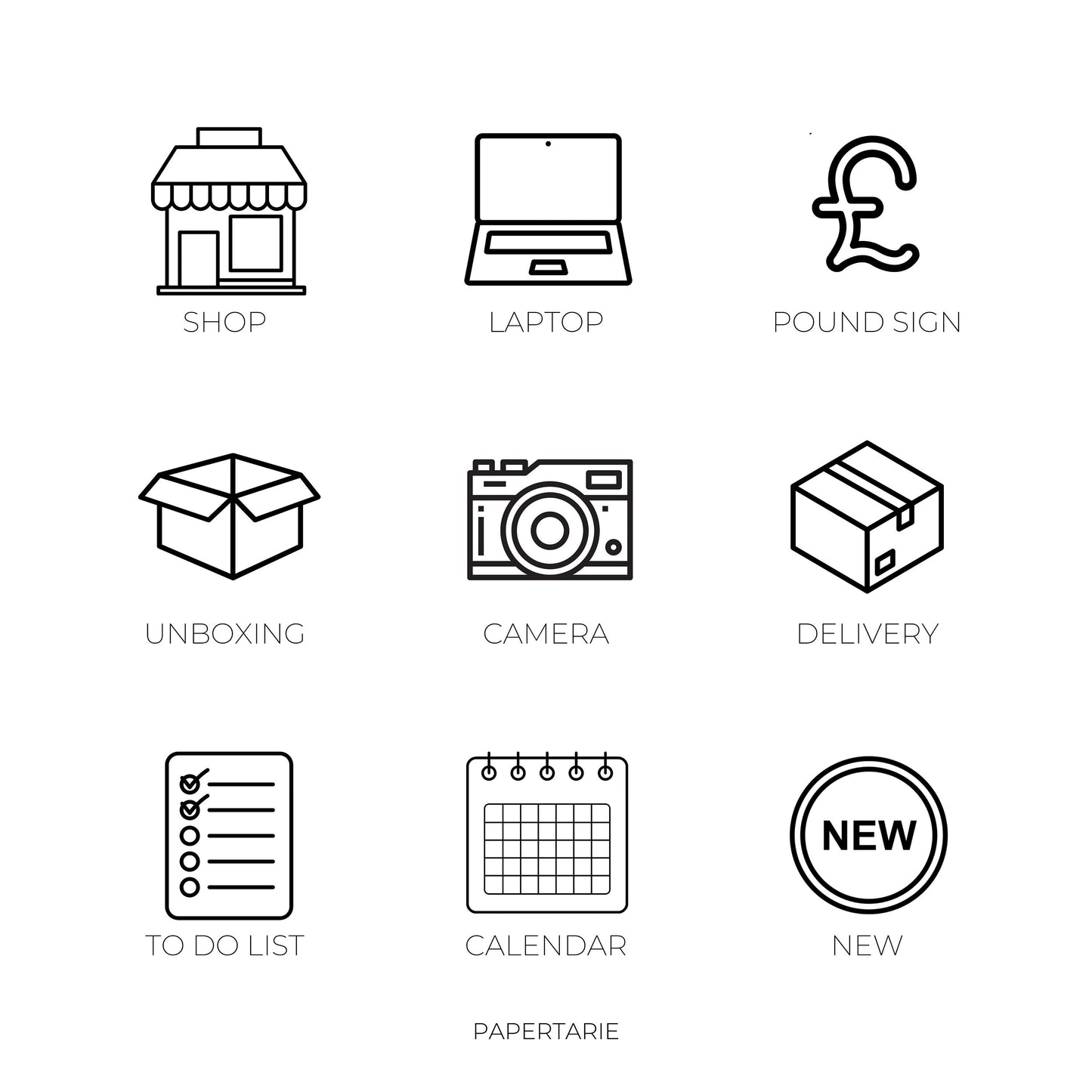 Mini Small Business Icon Stickers | Mini Icons | 9 Options | Transparent | Matte | Glossy | Minimal | Hobonichi | Planner Stickers