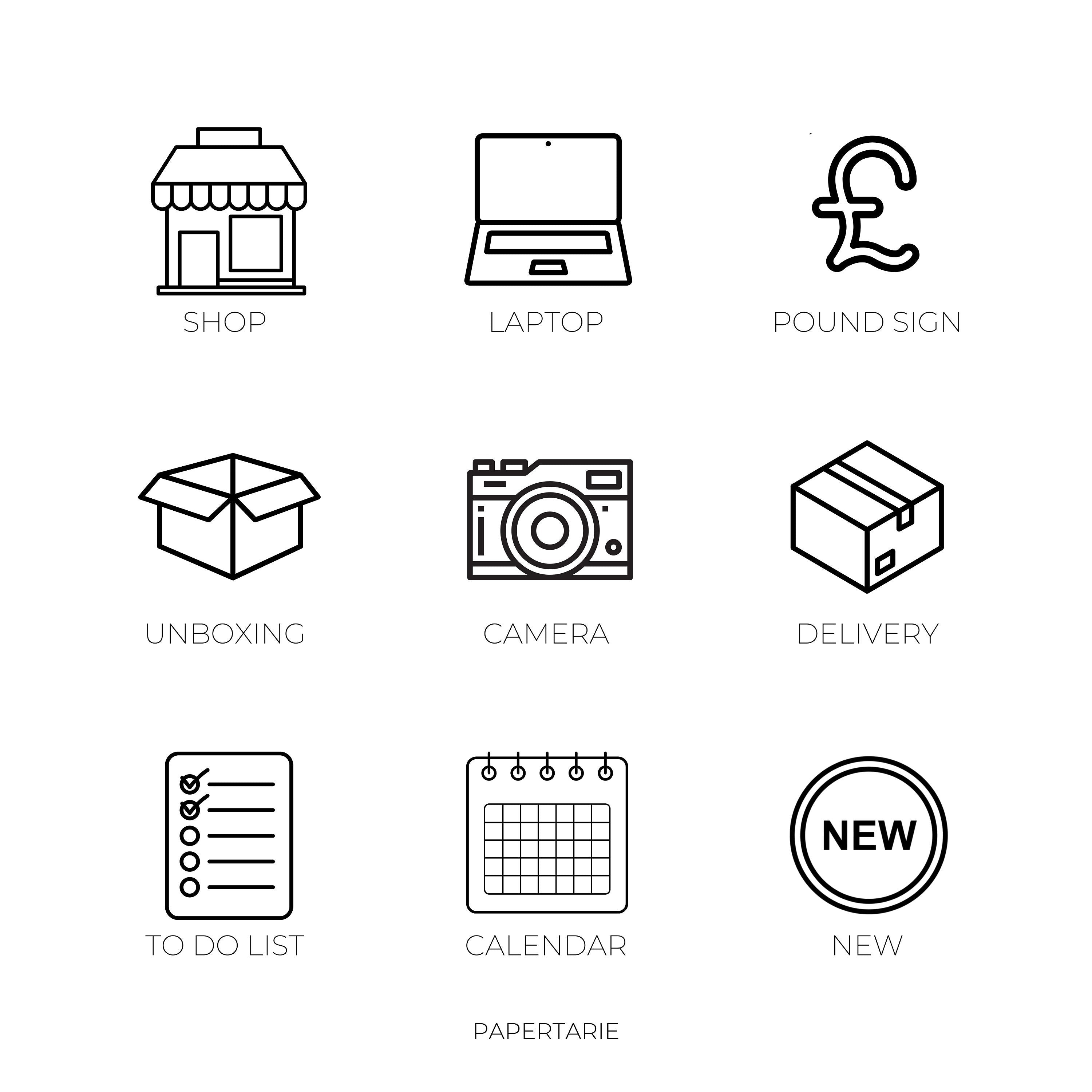 Small Business Icon Stickers | Mini Icon Stickers | 9 Options | Transparent Matte | Minimal | Credit Card Size | Planner Stickers