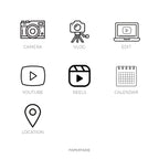 Content Creator Icon Stickers | Mini Icon Stickers | 7 Options | Transparent Matte | Minimal | Credit Card Size | Planner Stickers