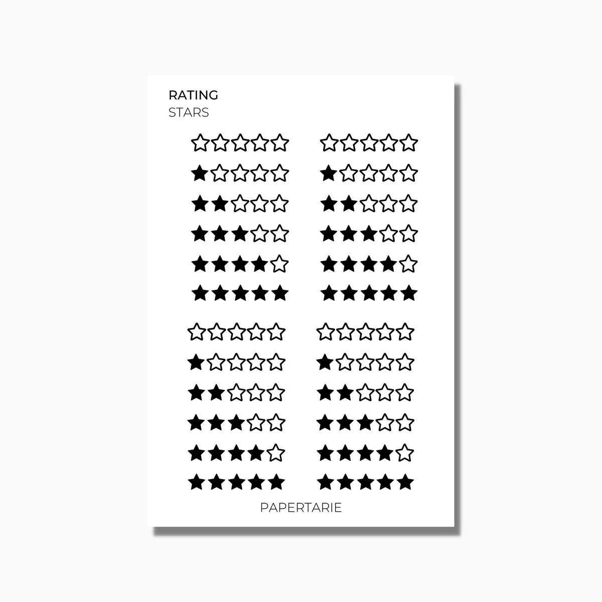 Star Rating Stickers | Star Stickers | 6 Options | Transparent Matte | Standard Size | Planner Stickers