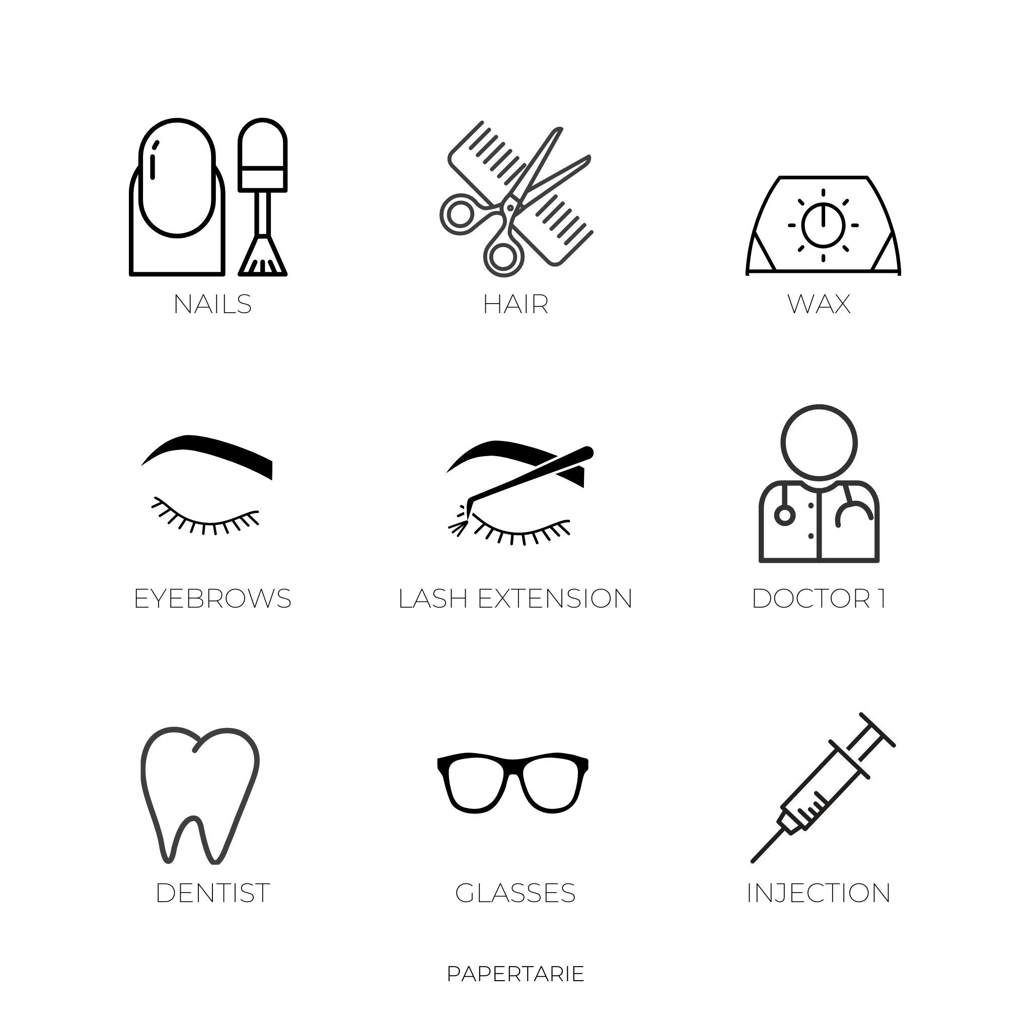Mini Appointment Icon Stickers | Mini Icons | 20 Options | Transparent | Matte | Glossy | Minimal | Planner Stickers | Hobonichi
