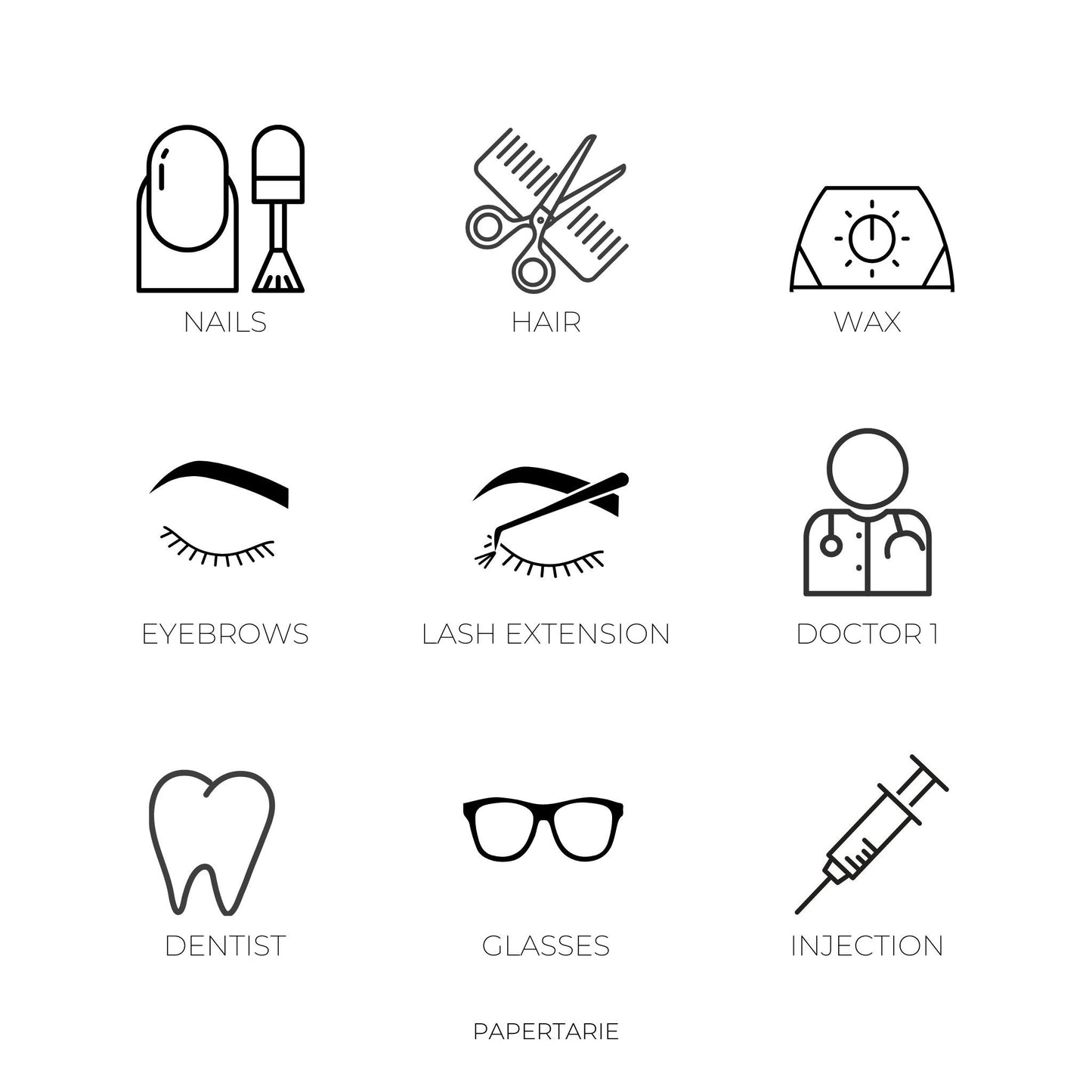 Appointment Icon Stickers | Mini Icon Stickers | 17 Options | Transparent Matte | Minimal | Planner Stickers
