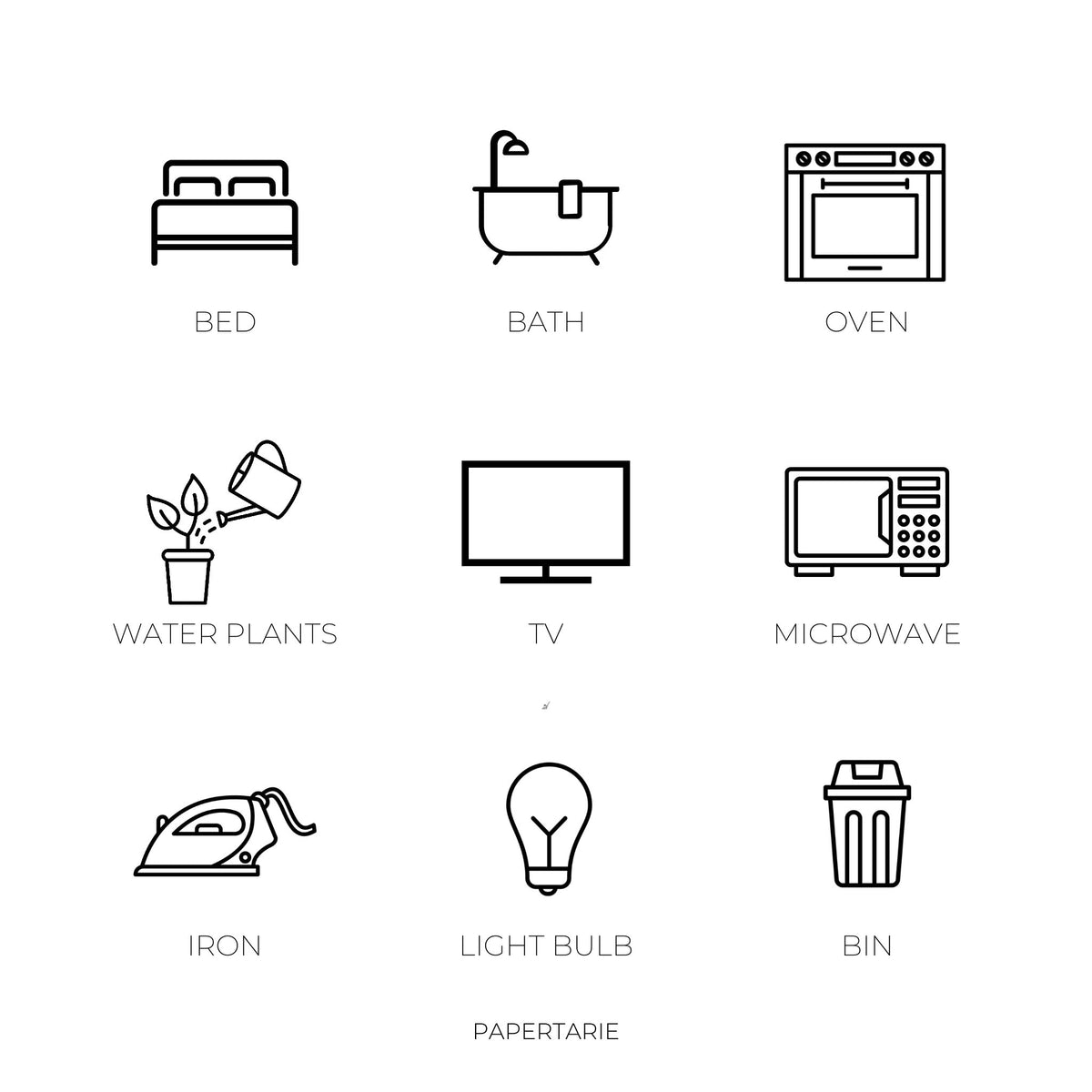 Home Icon Stickers | Mini Icon Stickers | 27 Options | Transparent Matte | Minimal | Credit Card Size | Planner Stickers