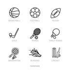 Sport Icon Stickers | Mini Icon Stickers | Sports | 9 Options | Transparent Matte | Minimal | Stickers