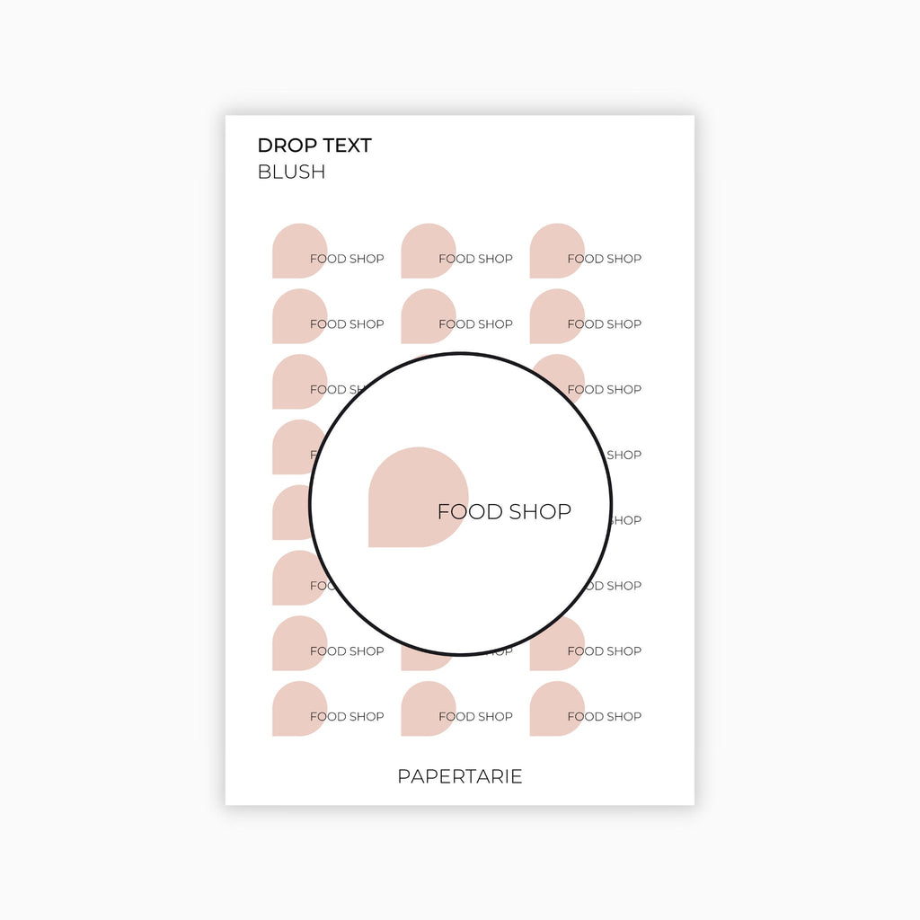 Drop Text Stickers | Custom | Typographic | Five Fonts | Transparent Matte | 12 Colours | Standard Size
