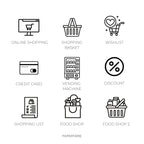 Mini Shopping Icon Stickers | Mini Icons | 23 Options | Transparent | Matte | Glossy | Minimal | Two Sizes | Planner Stickers | Hobonichi