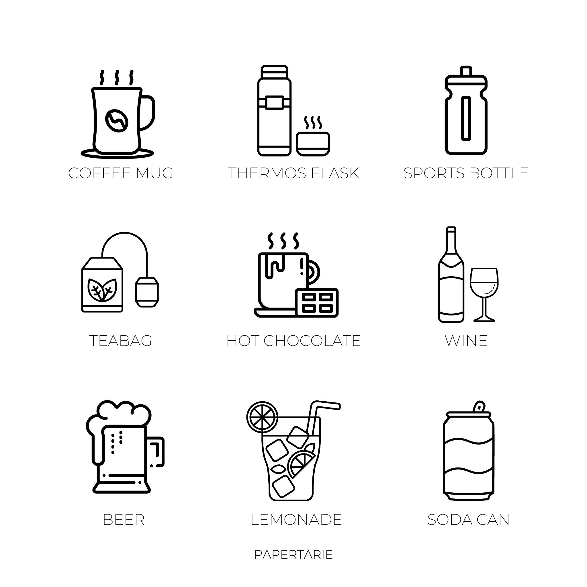 Mini Drinks Icon Stickers | Mini Icons | 18 Options | Transparent | Matte | Glossy | Minimal | Planner Stickers | Hobonichi