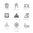 Micro Entertainment Icon Stickers | 18 Options | Micro Icon | Transparent | Matte | Glossy | Minimal | Two Sizes | Hobonichi