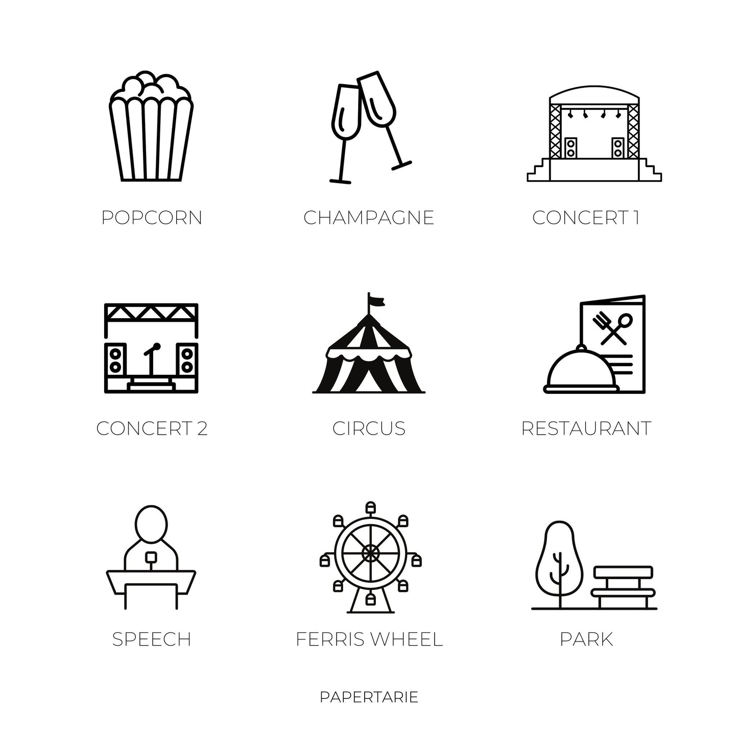 Micro Entertainment Icon Stickers | 18 Options | Micro Icon | Transparent | Matte | Glossy | Minimal | Two Sizes | Hobonichi