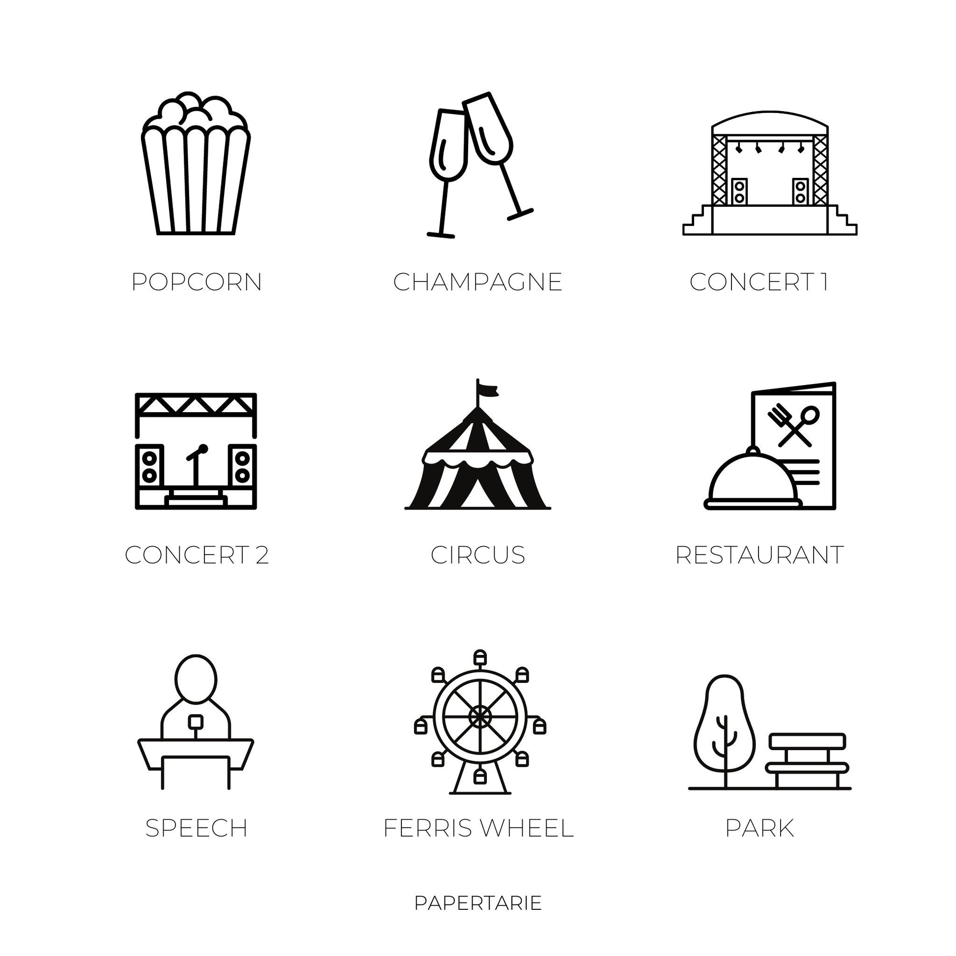 Micro Entertainment Icon Stickers | 18 Options | Micro Icon | Transparent | Matte | Glossy | Minimal | Two Sizes | Hobonichi
