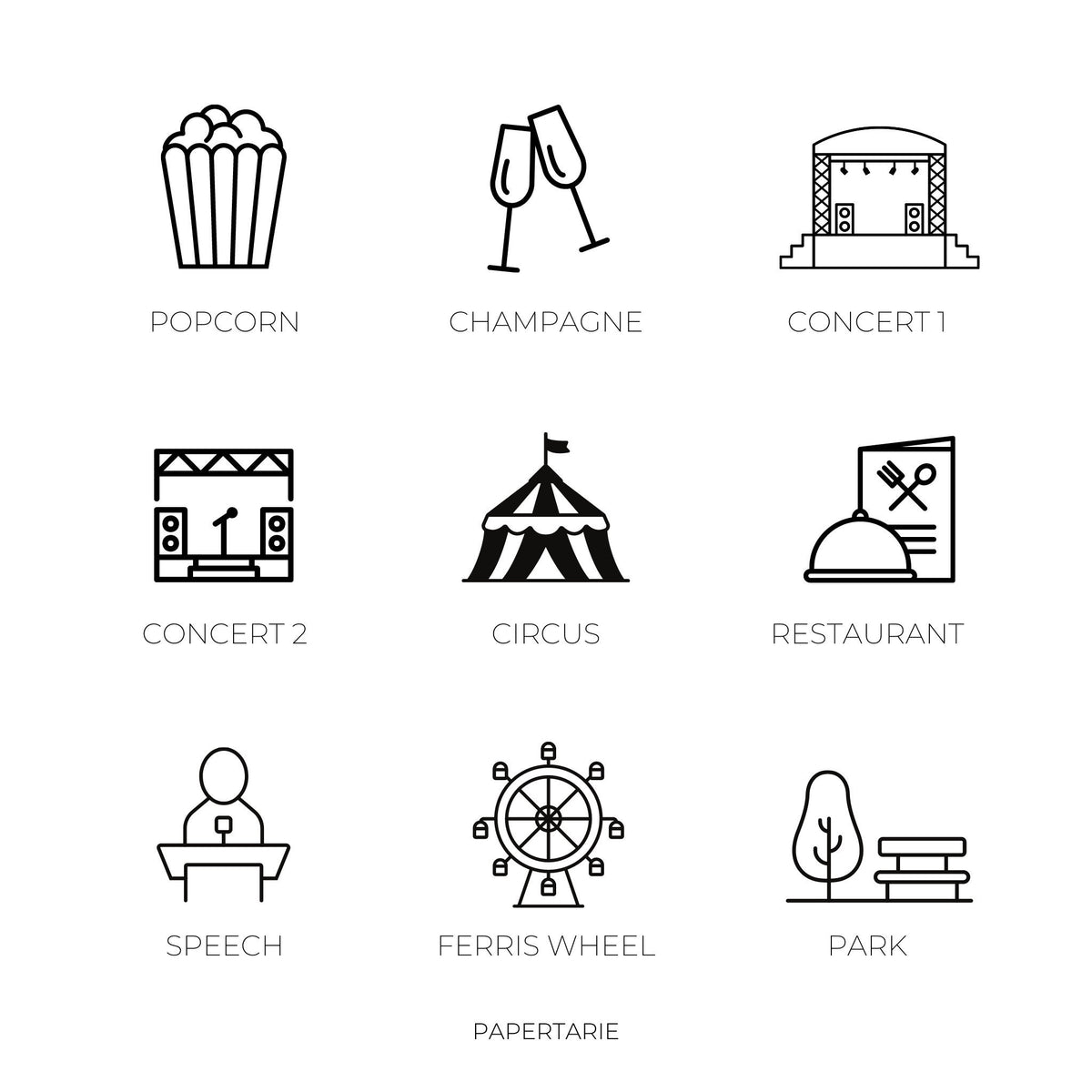 Micro Entertainment Icon Stickers | 18 Options | Micro Icon | Transparent | Matte | Glossy | Minimal | Two Sizes | Hobonichi