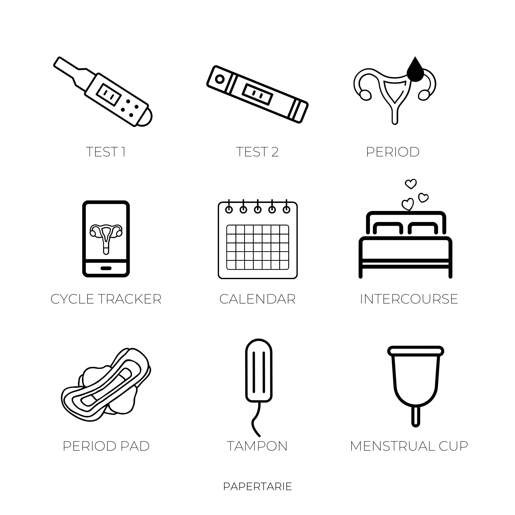 Mini Fertility Icon Stickers | Mini Icons | 15 Options | Trying To Conceive | Transparent | Matte | Glossy | Minimal | Hobonichi