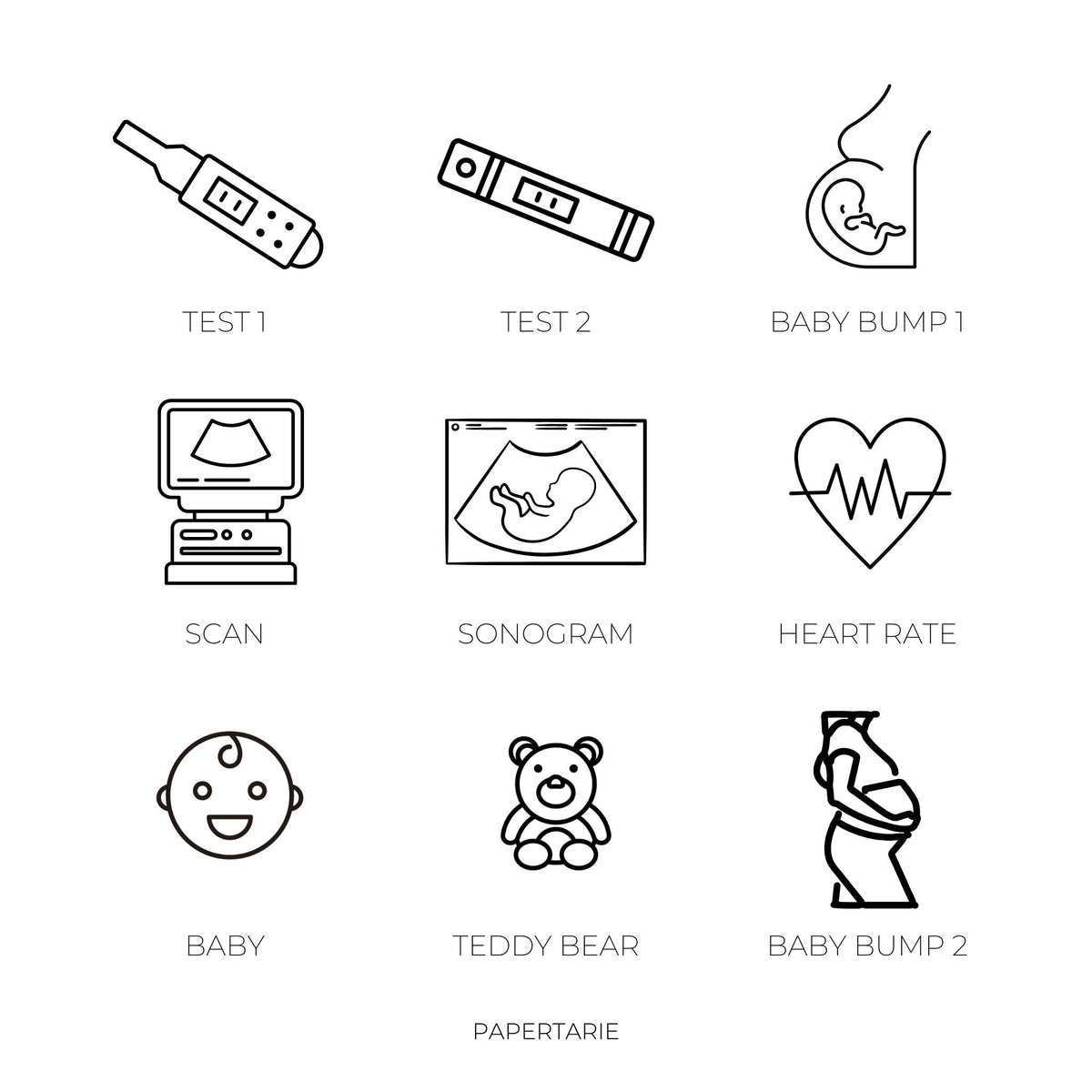 Mini Pregnancy / New Baby Icon Stickers | Mini Icons | 17 Options | Transparent | Matte | Glossy | Minimal | Hobonichi | Planner Stickers