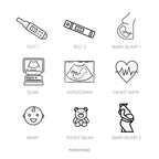 Pregnancy / New Baby Icon Stickers | Mini Icon Stickers | 17 Options | Transparent Matte | Minimal | Planner Stickers