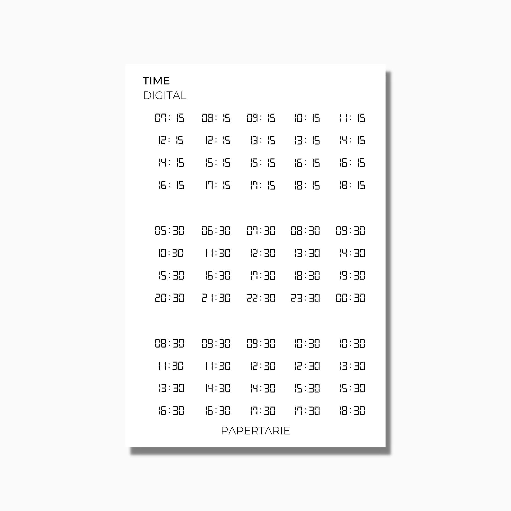 Time Stickers | Planner Stickers | Standard Sheet | Transparent Matte | Options