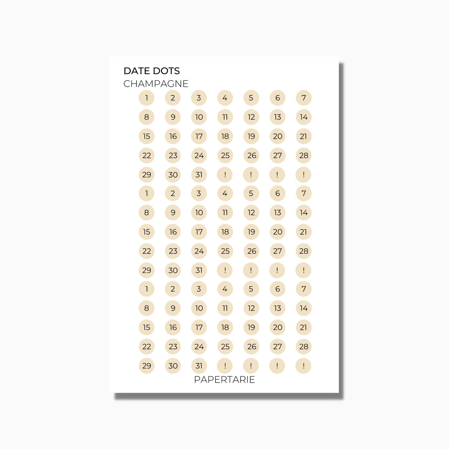 Date Dots | Shape Stickers | Transparent Matte | Standard Size | Options