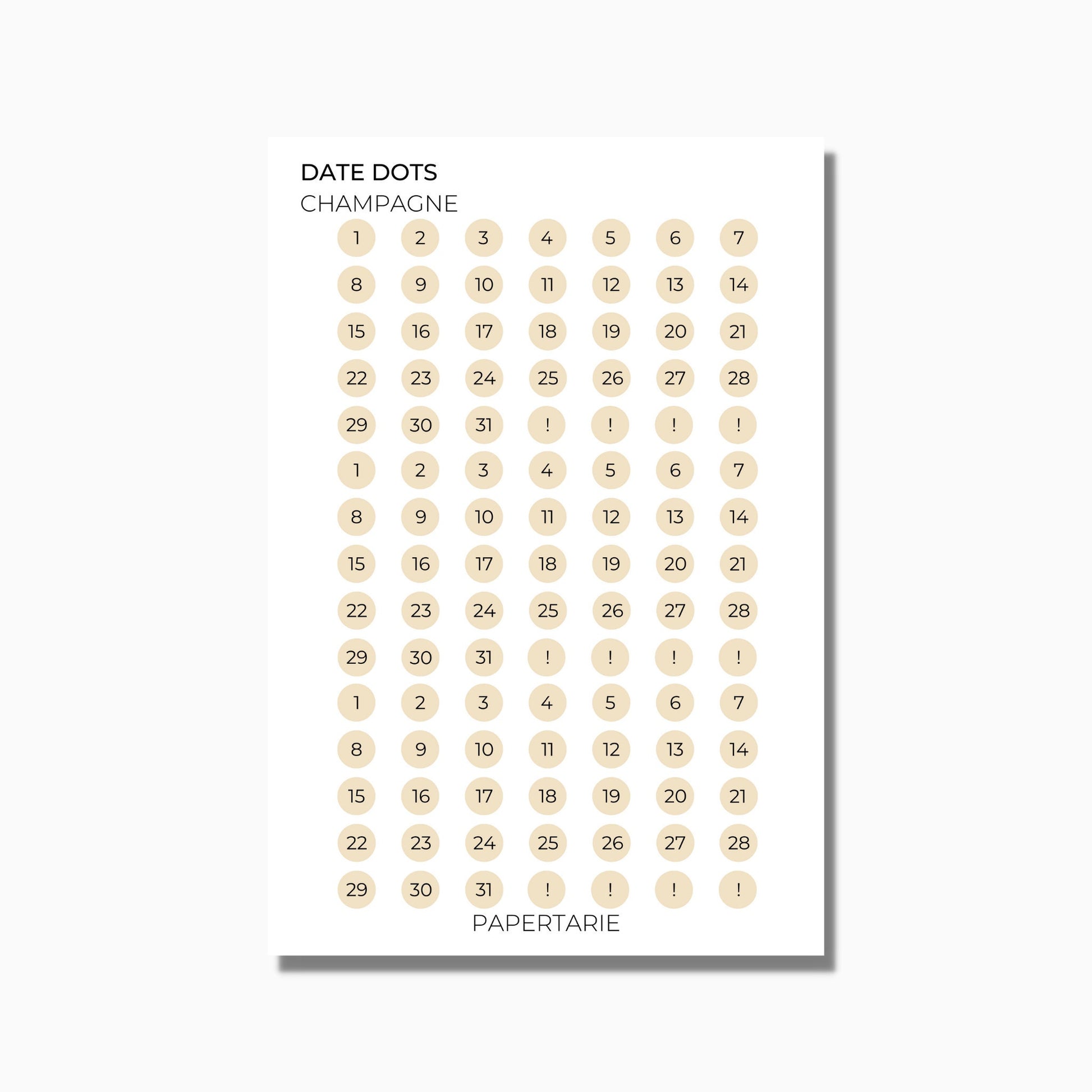 Date Dots | Shape Stickers | Transparent Matte | Standard Size | Options