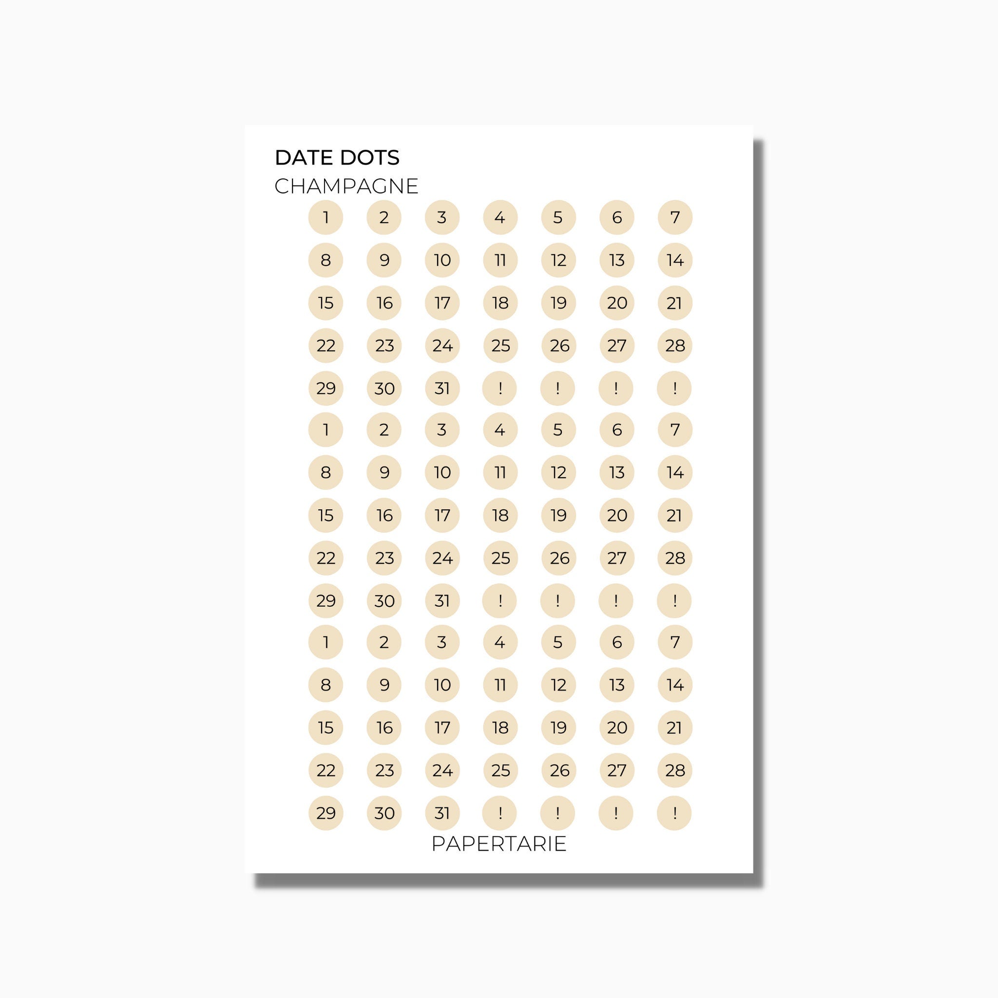 Date Dots | Shape Stickers | Transparent Matte | Standard Size | Options