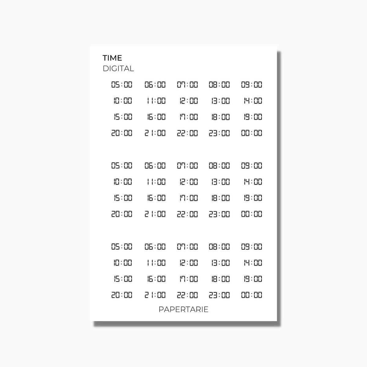 Time Stickers | Planner Stickers | Standard Sheet | Transparent Matte | Options