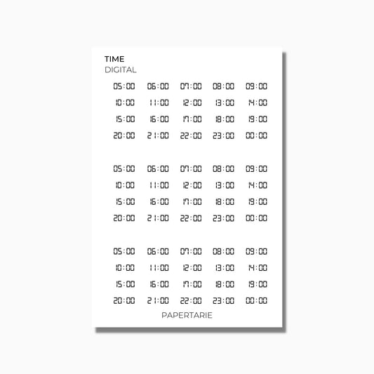 Time Stickers | Planner Stickers | Standard Sheet | Transparent Matte | Options