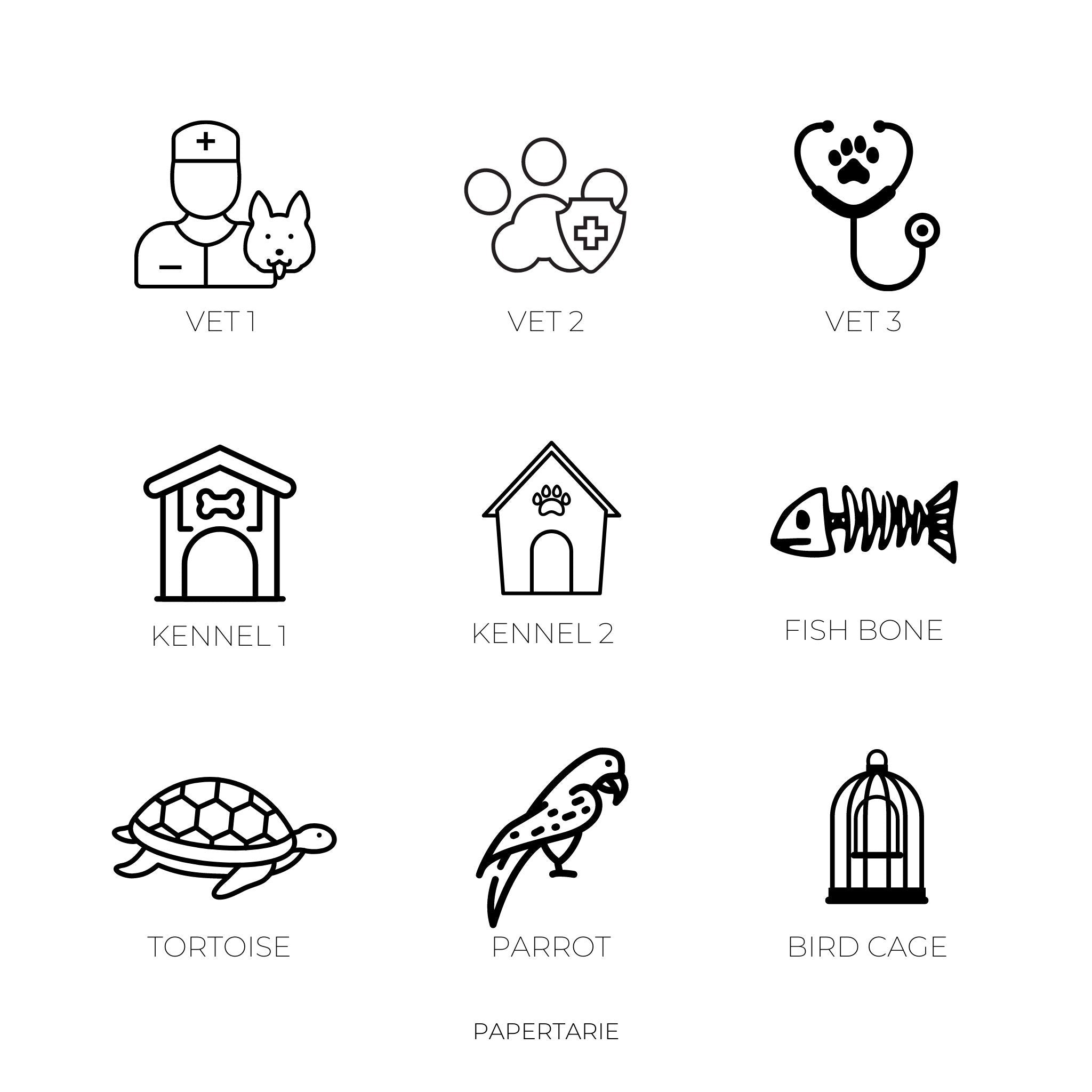 Mini Pet Icon Stickers | Mini Icons | 26 Options | Transparent | Matte | Glossy | Minimal | Hobonichi | Planner Stickers