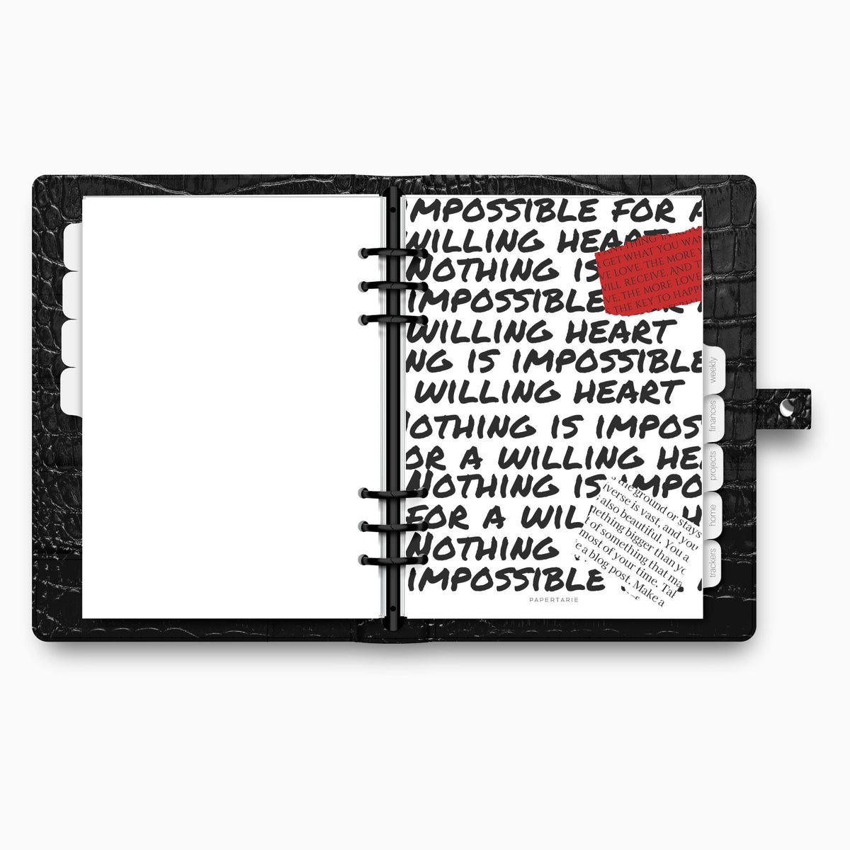 Printed | Planner Dashboard | Nothing is Impossible | A5, A6, Personal, Pocket | Minimal | Premium
