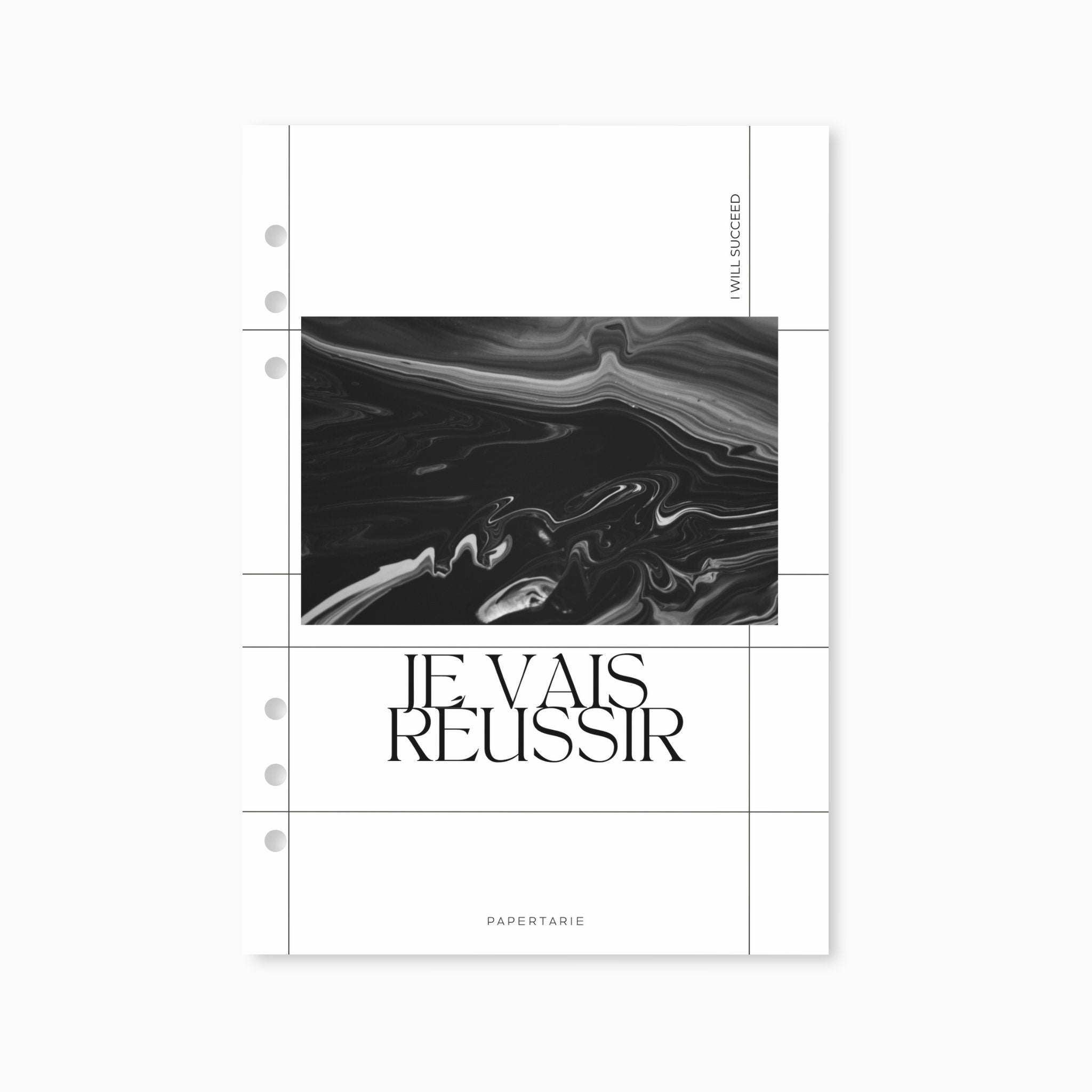 Printed | Planner Dashboard | Je Vais Reussir | I Will Succeed | A5, A6, Personal, Pocket | Minimal | Aesthetic