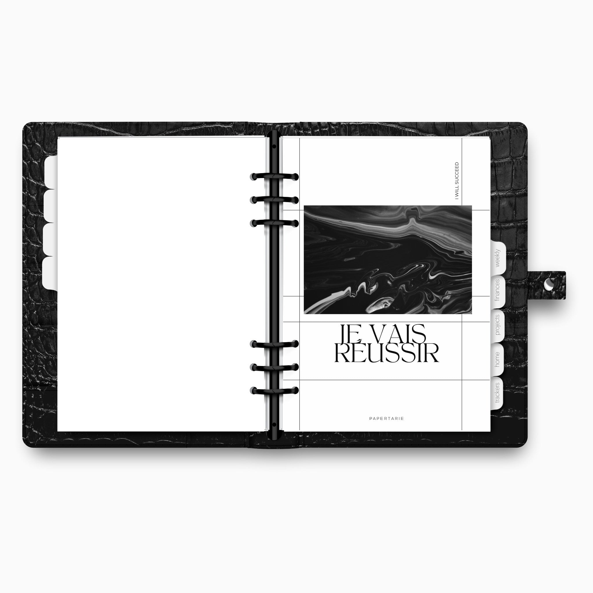 Printed | Planner Dashboard | Je Vais Reussir | I Will Succeed | A5, A6, Personal, Pocket | Minimal | Aesthetic