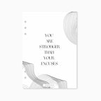 Printed | Planner Dashboard | You Are Stronger Than Your Excuses | A5, A6, Personal, Pocket | Minimal | Aesthetic | Unpunched