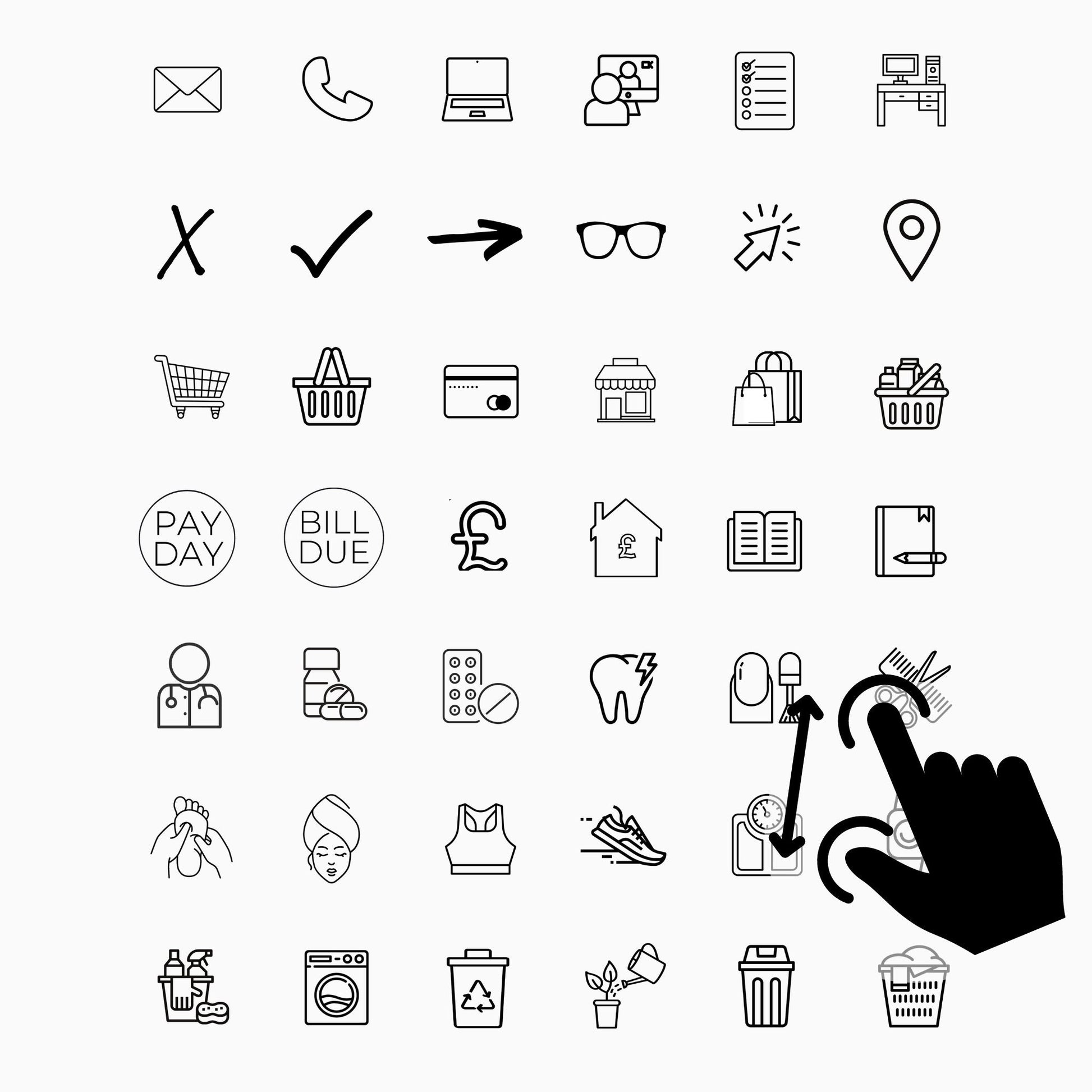 Mini Icon Sampler | Icon Stickers | Standard Size | Sample Sheet