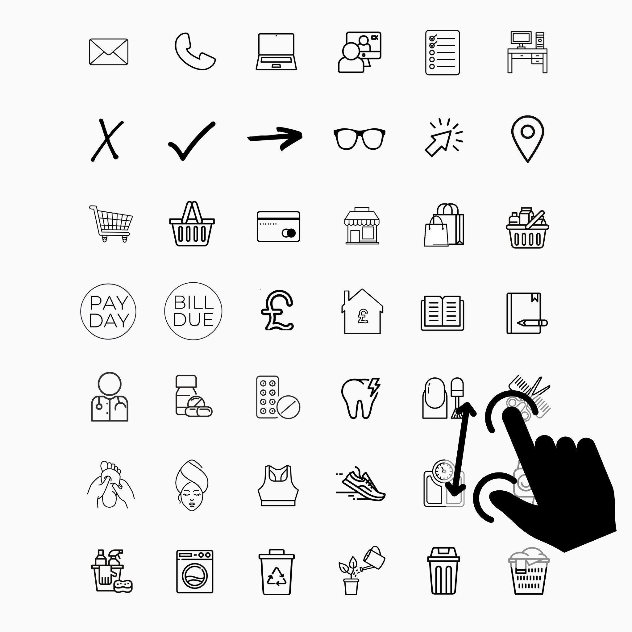 Mini Icon Sampler | Icon Stickers | Standard Size | Sample Sheet